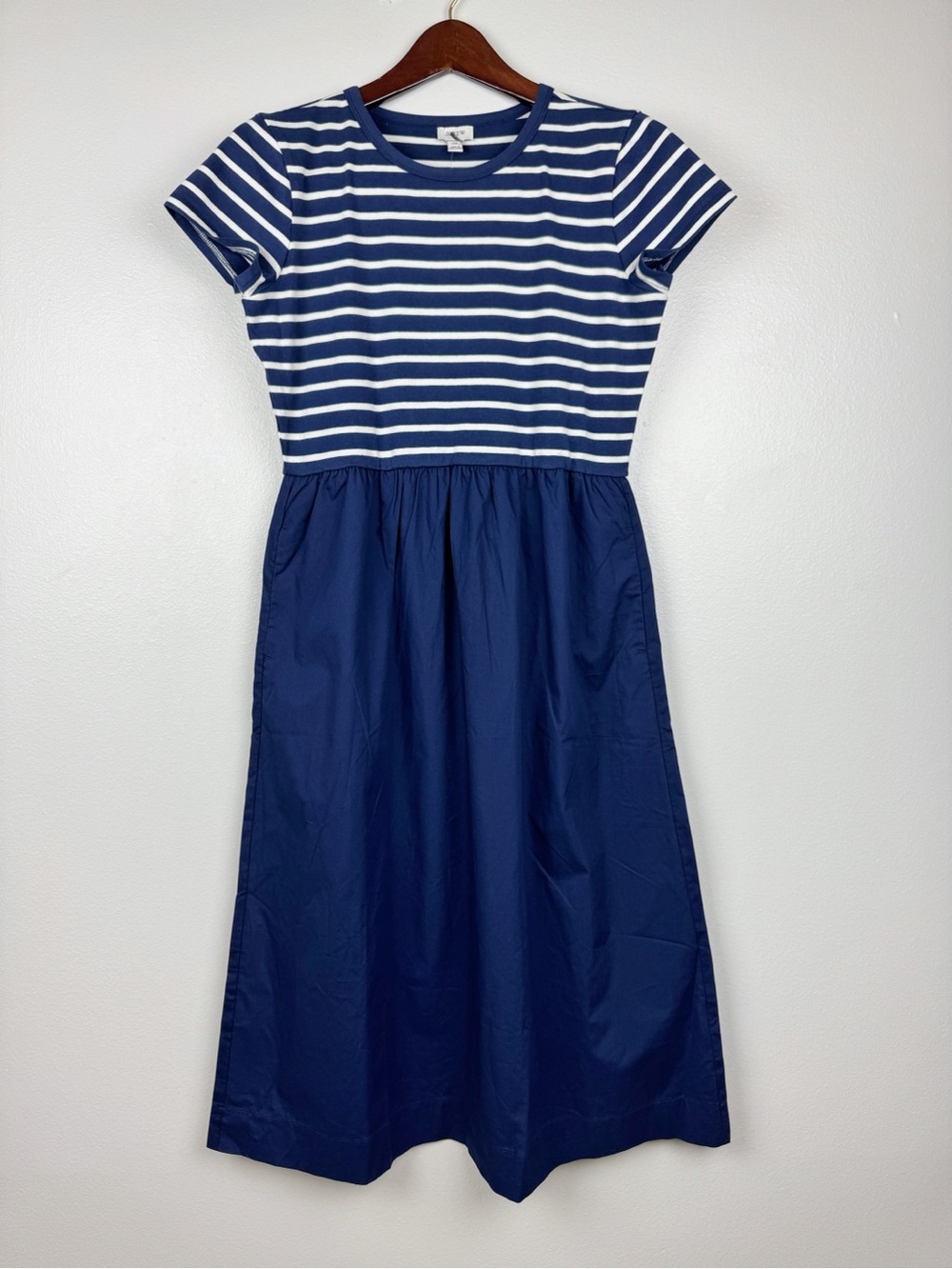 J. Crew Petite Striped Short Sleeve Knit Mixy Midi Dress Size MP NWT - Picture 3 of 11